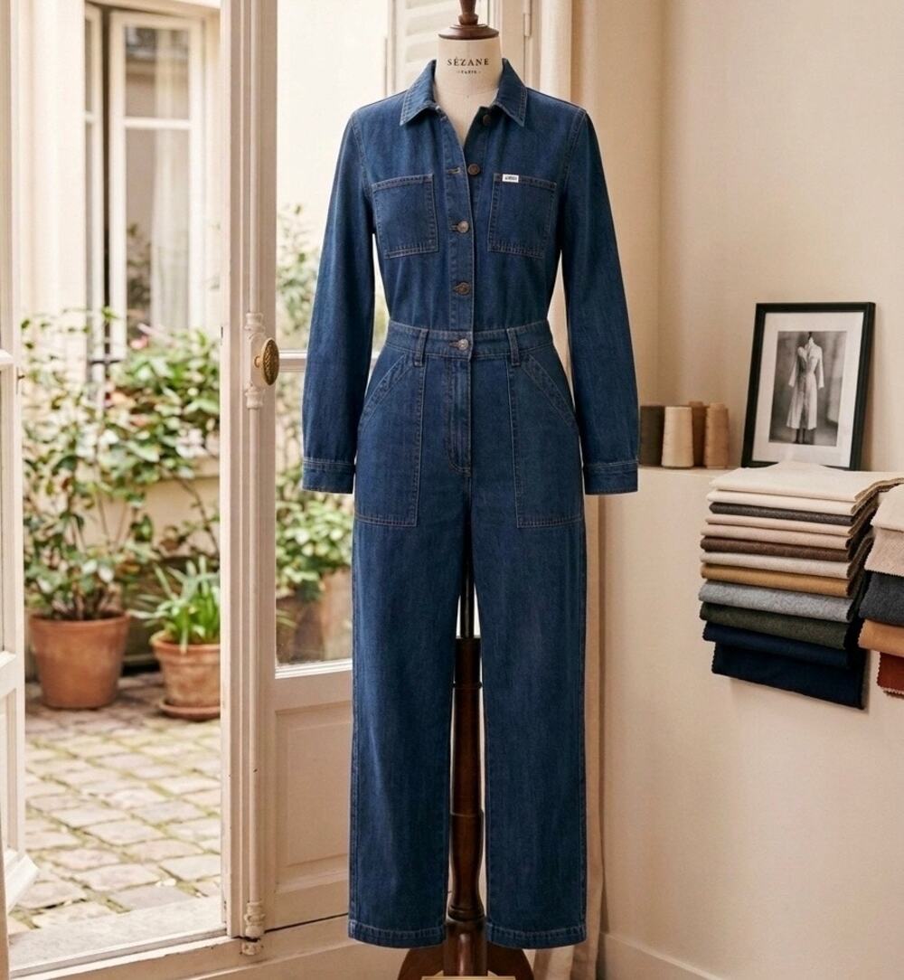 Vintage Lee Denim Boiler Jumpsuit Flare Leg 70s M Utility Butter Mom Western